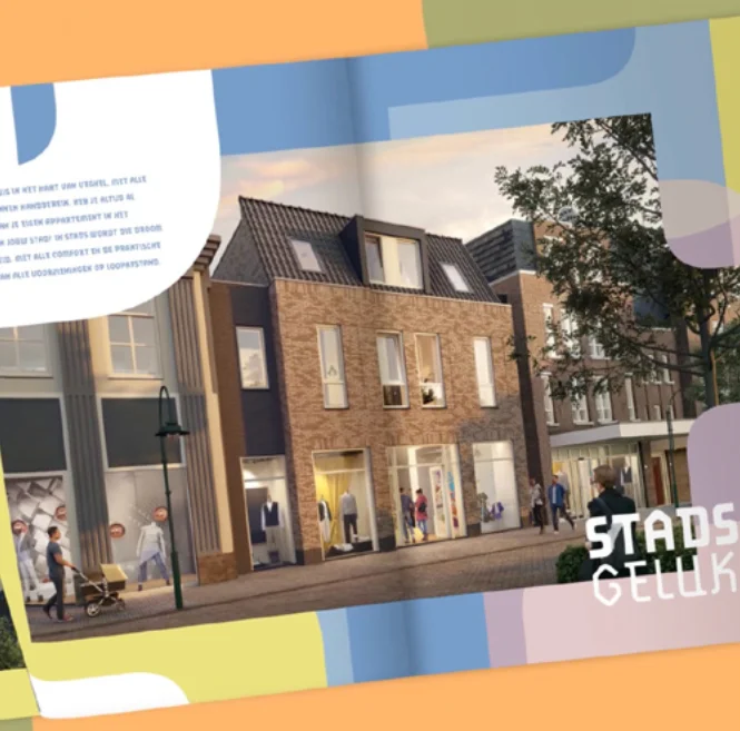 Projecthuisstijl, positionering, branding en uitwerking naar diverse middelen van vastgoedproject STADS Veghel