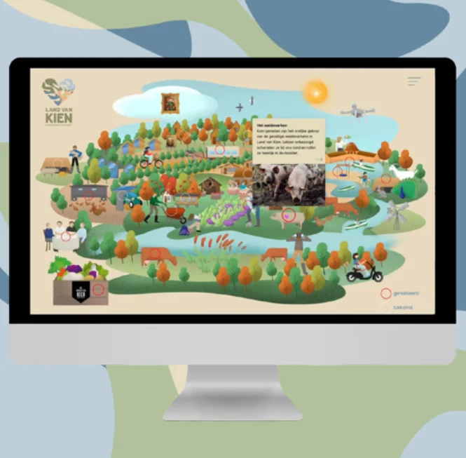 Visuele identiteit, positionering en uitwerking naar diverse middelen waaronder een website voor Land van Kien