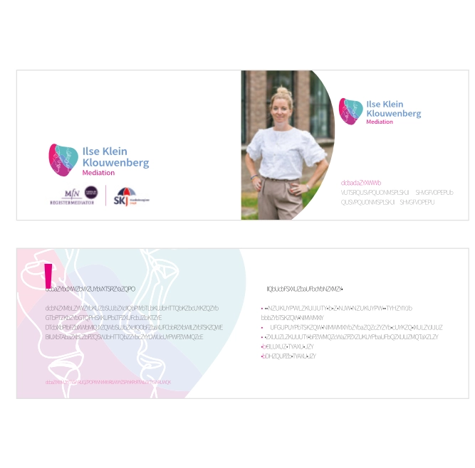 Visuele identiteit en uitwerking naar diverse middelen voor Ilse Klein Klouwenberg Mediation